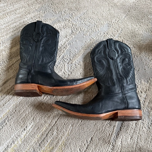Aguila Real Black Leather Cowboys Boots Western Made in Mexico pointy toe 8 main image 7